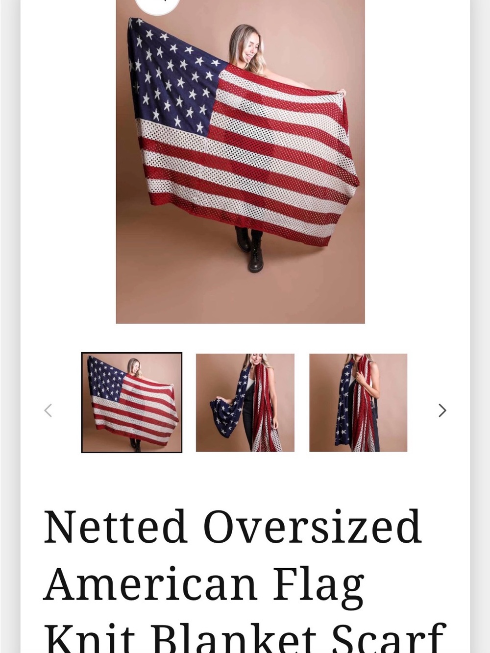 Oversized American Flag Knit Blanket Scarf - Red, White & Blue